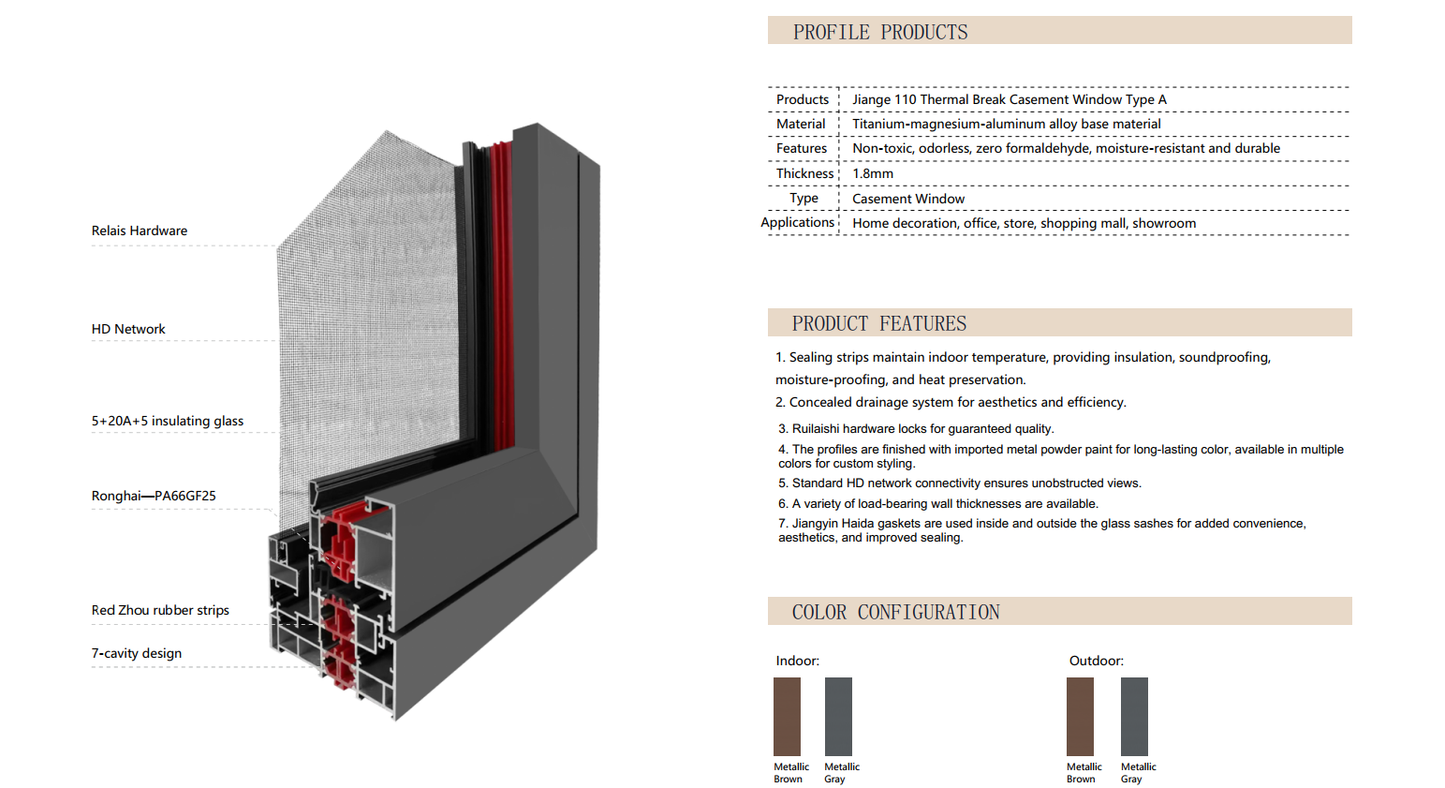 Jiange 110 Broken Bridge Casement Window Type A