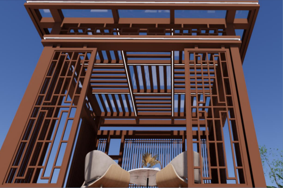 120-inch new Chinese-style pavilion